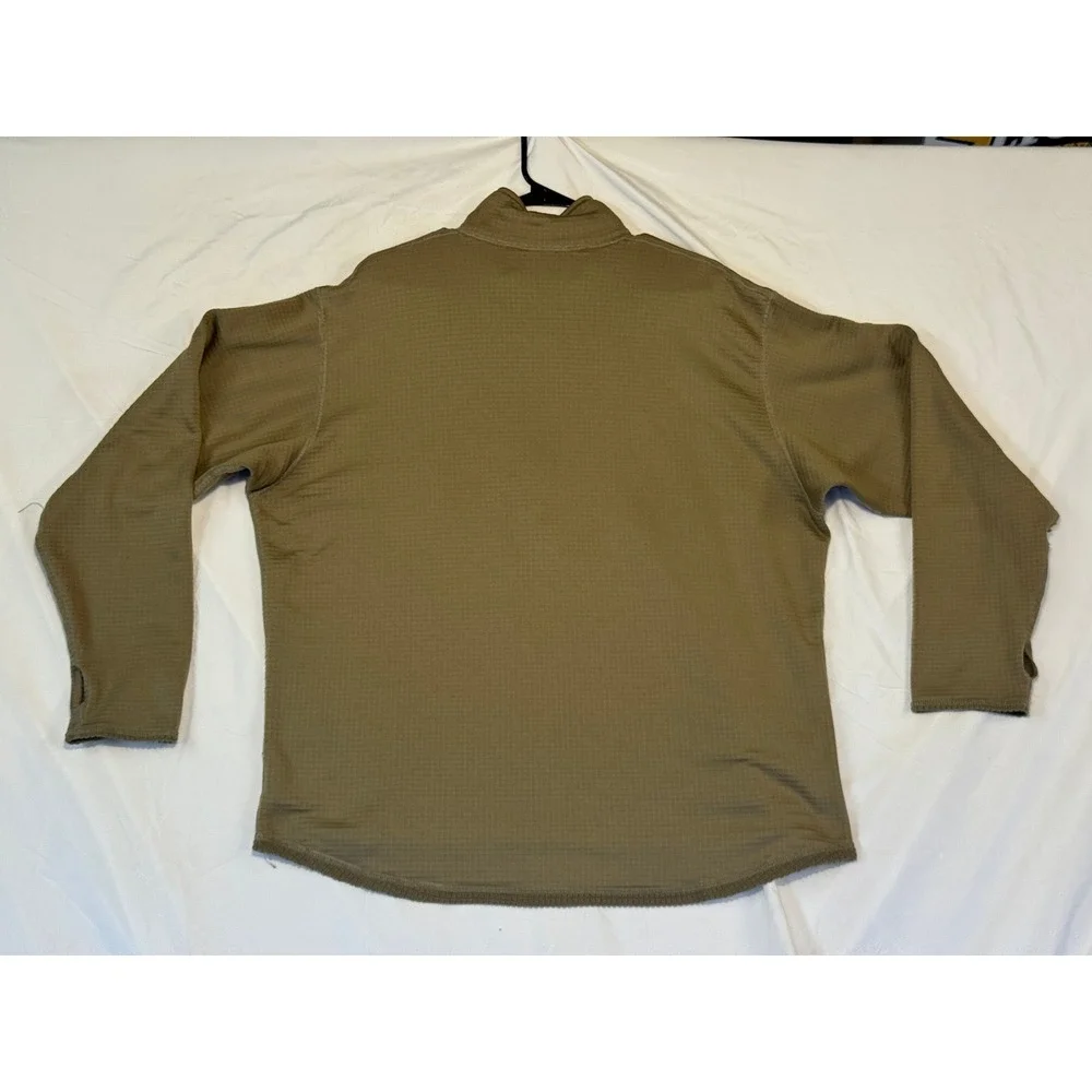 Polartec Coyote Brown Grid Fleece Quarter Zip Tactical Pullover Mens XL Made USA